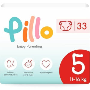 Pillo Baby Nappy Size 5 Single Pack Of 33 Nappies Junior 1116 Kg 2435 Lbs Leak Protection For Sensitive Skin