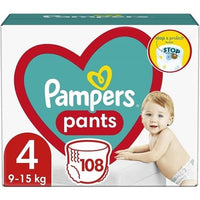 Pampers Pants Diapers Size 4 108 Diapers 915kg With Pouch Stop & Protect Anti Leaking Back