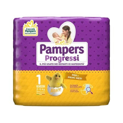 Pampers Progressi Newborn Diapers, Size 1.2-5 Kg, 28 Diapers Taglia 1