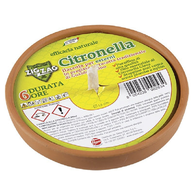 14 CM ZIG ZAG CITRONELLA CANDLES IN CLAY