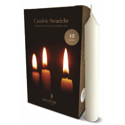 WHITE STEARIC STEM CANDLES 10 PCS