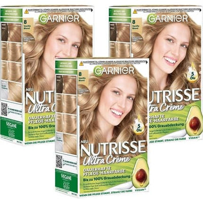 Garnier Nutrisse Cream Permanent Hair Colour 9.34 Amber Blonde – Pack of 3