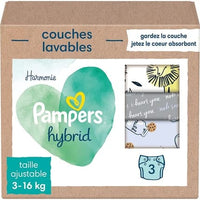 Pampers Harmonie Hybrid, 3 Cloth Diapers Hybrid, Protects Sensitive Skin From