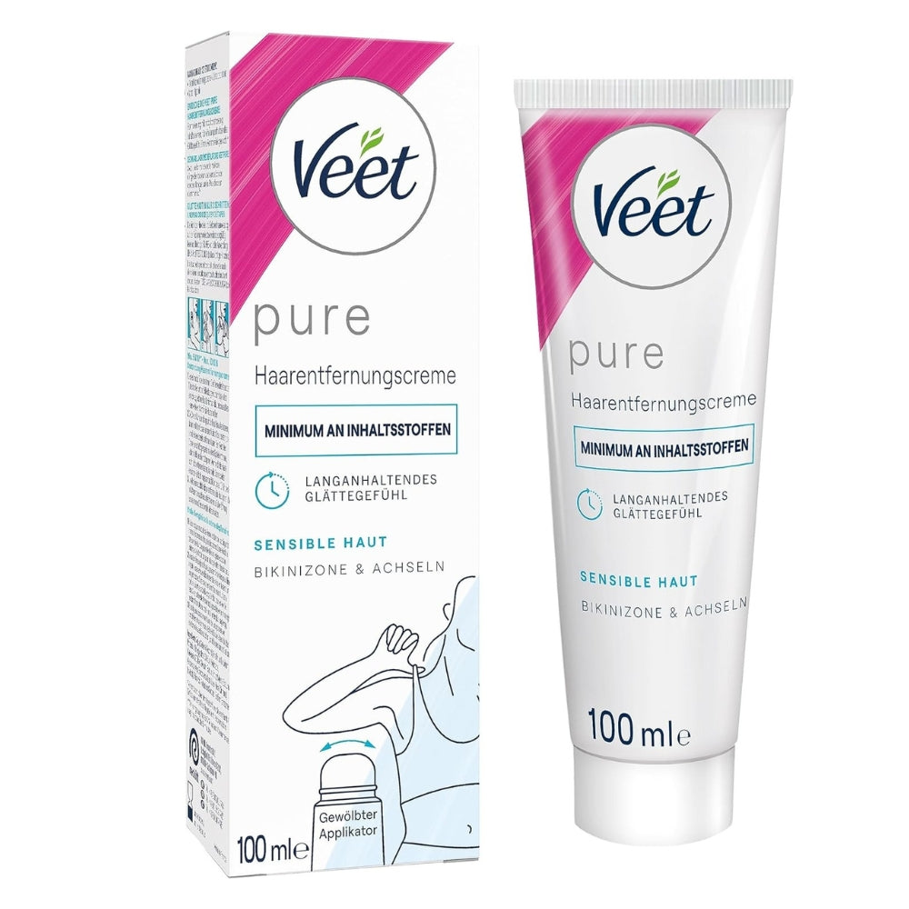 Veet Pure Hair Removal Cream Sensitive Skin – 100ml for Bikini & Underarms