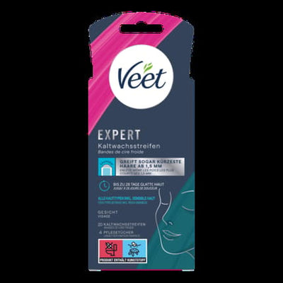 Veet EXPERT Cold Wax Strips for Face All Skin Types 20 Pieces