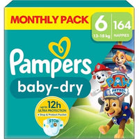 Pampers Babydry Paw Patrol Edition Size 6 164 Nappies 13kg 18kg With A Stop & Protect Pocket To Help Prevent Leaks At The Back New