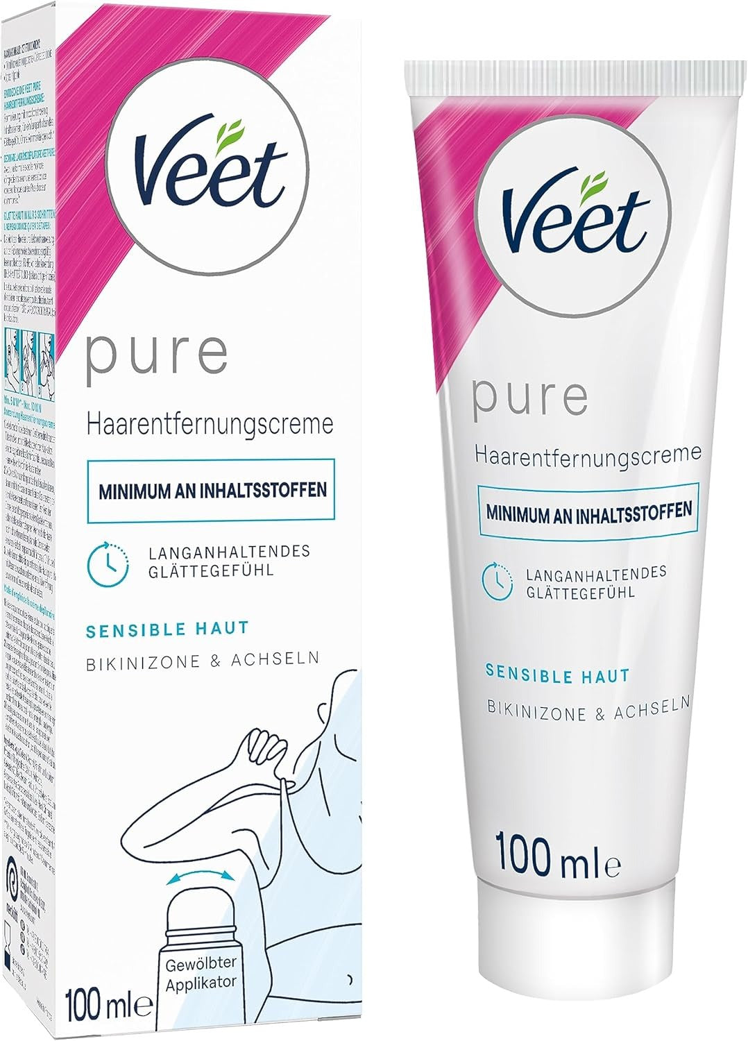 Veet Pure Hair Removal Cream Sensitive Skin – 100ml for Bikini & Underarms