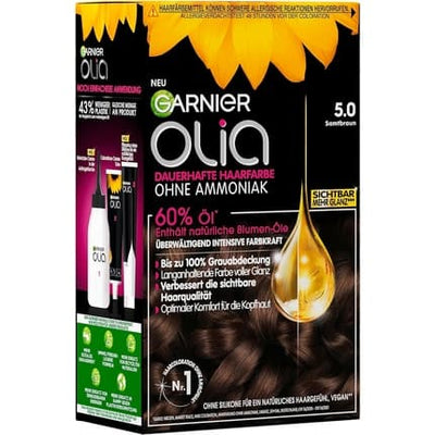 Garnier Olia Permanent Hair Colour 5.0 Velvet Brown – Ammonia-Free Grey Coverage