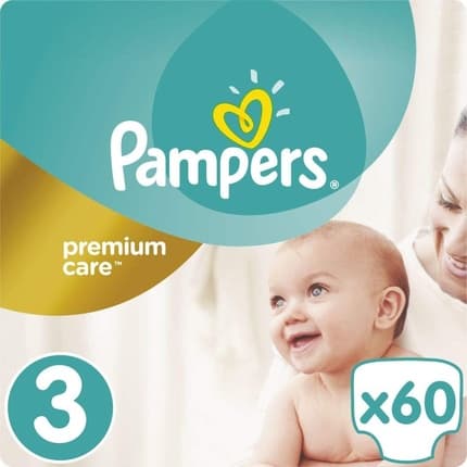 Pampers Premium Care 3 60pc S – Disposable Diaper Nappy, White