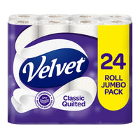 Velvet Classic Quilted Toilet Tissue – 24 Rolls, 3-Ply