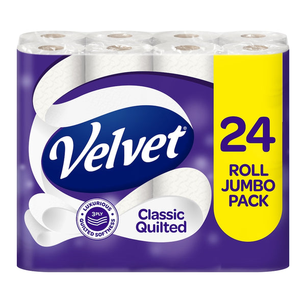 Velvet Classic Quilted Toilet Tissue 24-roll pack, 3-ply